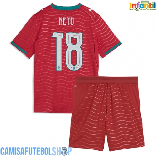 Camisa de time de futebol Portugal Pedro Neto #18 Replicas 1º Equipamento Infantil Mundo 2026 Manga Curta (+ Calças curtas)